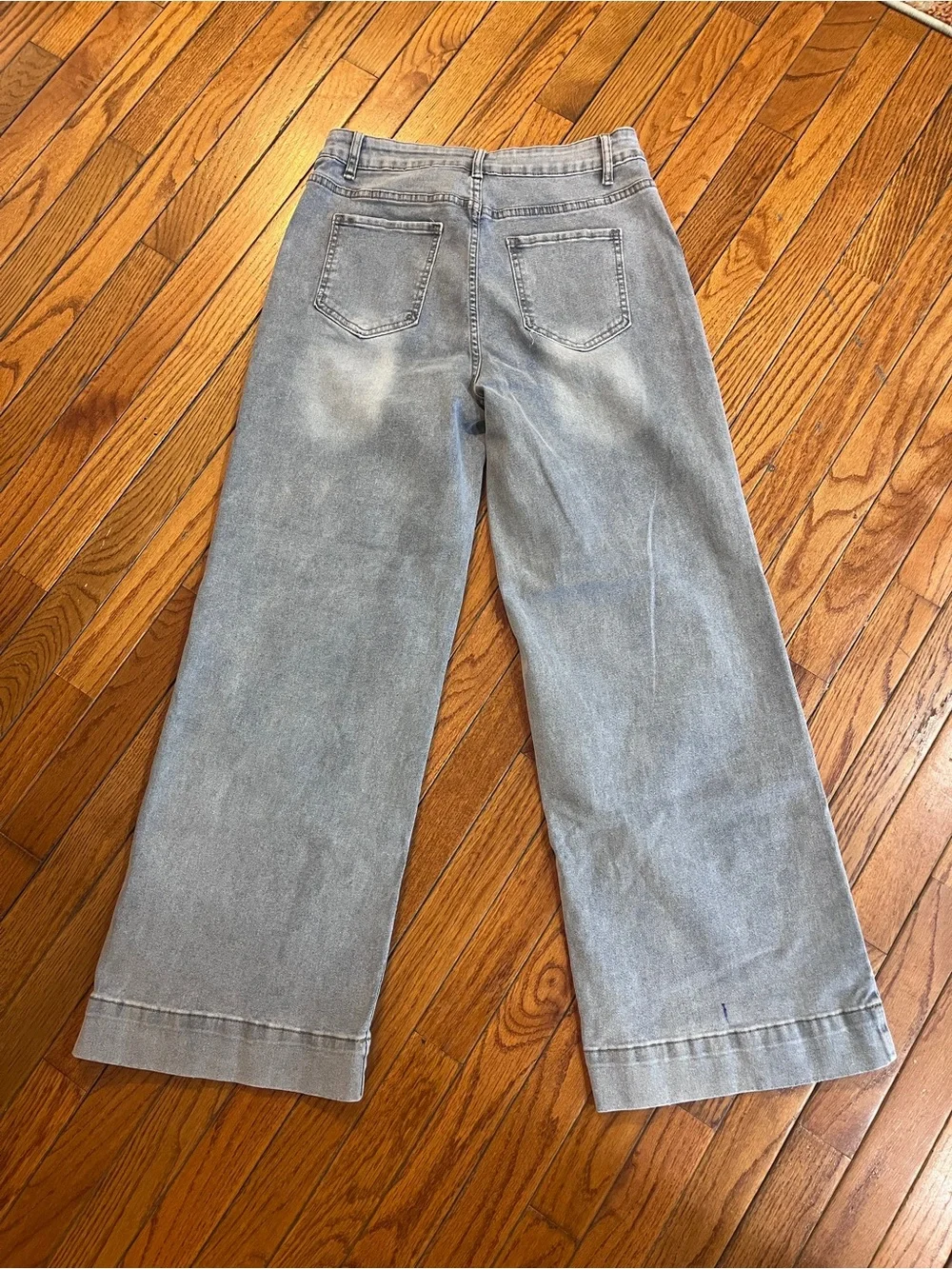 High Rise Wide Leg Stovepipe Women's Jeans XL 12 14 - Picture 9 of 13